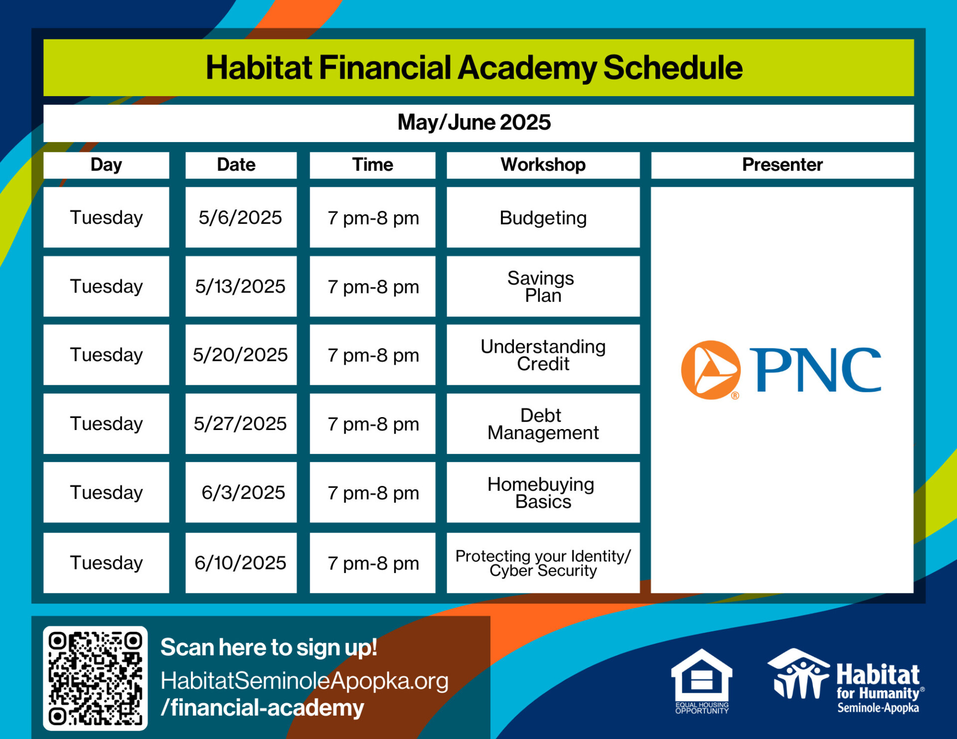 Financial Academy May 2025 PNC Bank Schedule for Print